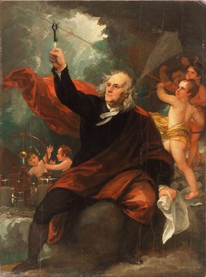 Бенджамин Франклин извлекает электричество из неба, Бенджамин Уэст, ок. 1816 года.